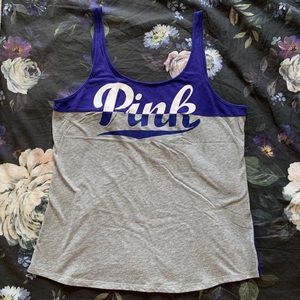 VS Pink Scoop Back Retro Color-block Tank (Large)